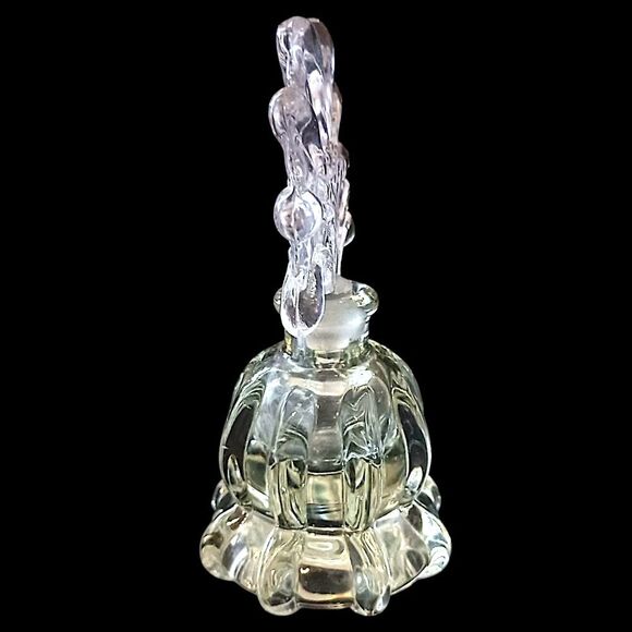Art Deco Perfume Bottle Heavy Pressed Glass Fan Shaped Stopper Victorian FLAW - Picture 9 of 16